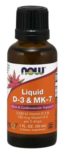Przejdź do produktu NOW FOODS Witamina D3 + K2 Mk-7 (30 ml)
