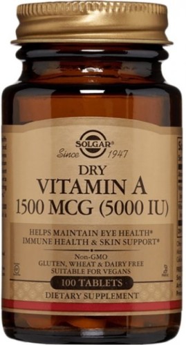 Przejdź do produktu SOLGAR Dry Vitamin A 5000 IU 1500 mcg - Sucha Witamina A(100 tabl.)