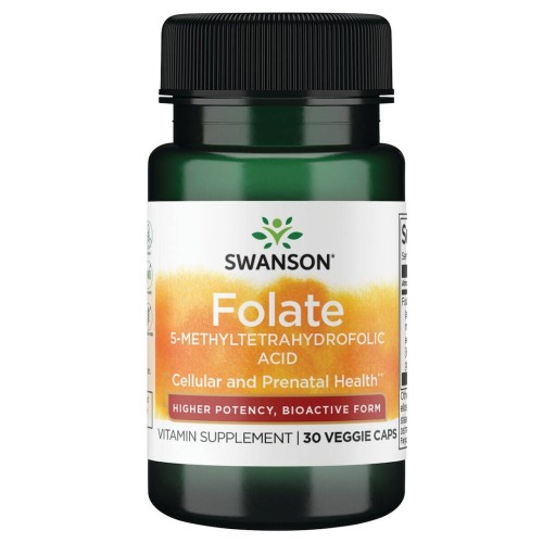 Przejdź do produktu SWANSON Folian Quatrefolic 5-Methylthetrahydrofolic Acid 800 mcg - Kwas foliowy (30 kaps.)