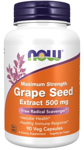 Przejdź do produktu NOW FOODS Grape Seed Extract Maximum Strength 500 mg - Wyciąg z Nasion Winogron 500 mg (90 kaps.)