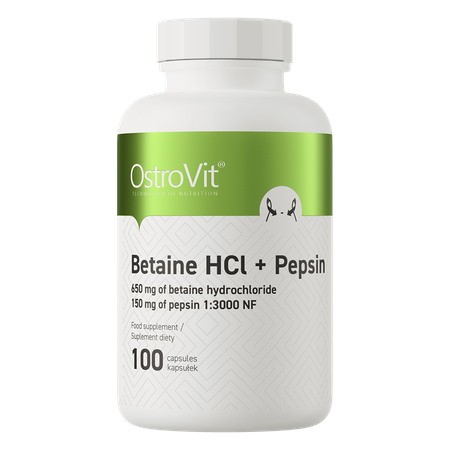 Przejdź do produktu OSTROVIT Betaine HCl + Pepsin - Betaina HCL + Pepsyny (100 kaps.)