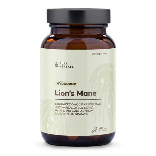 Przejdź do produktu AURA HERBALS Mycodrop, Lion's Mane 30:1, 30% beta-glukan (60 kaps.)