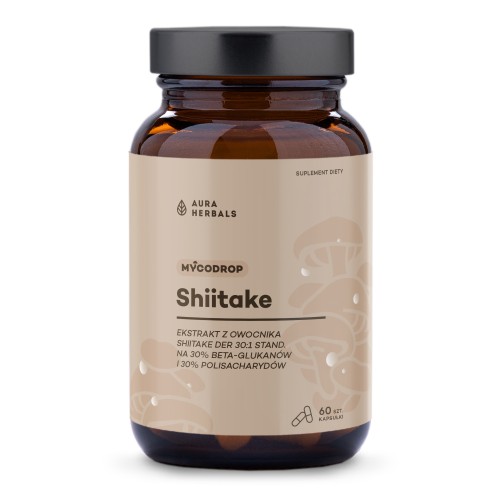 Przejdź do produktu AURA HERBALS Mycodrop, Shiitake 30:1, 30% beta-glukan (60 kaps.)