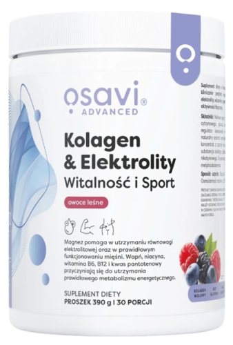Przejdź do produktu OSAVI Kolagen i Elektrolity Witalność i Sport, owoce leśne (390 g)