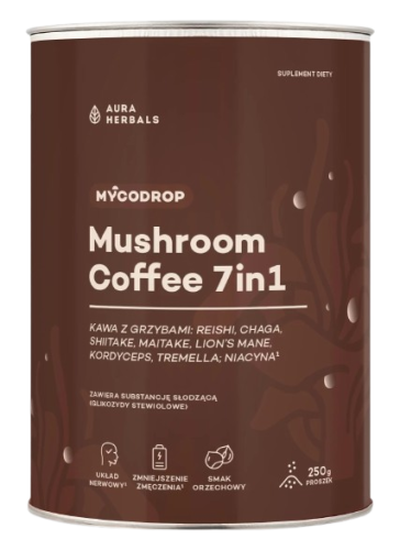 Przejdź do produktu AURA HERBALS Mycodrop, kawa z grzybami, mushroom coffee 7 in 1 (250 g)