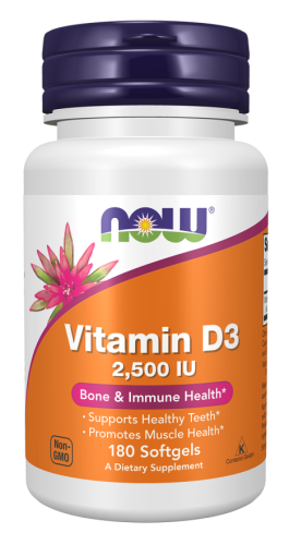 Przejdź do produktu NOW FOODS Witamina D3 2500 IU (180 kaps.)