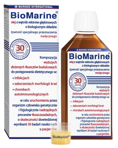 Przejdź do produktu MARINEX BioMarine olej z wątrób rekinów głębinowych o biologicznym składzie (100 ml)
