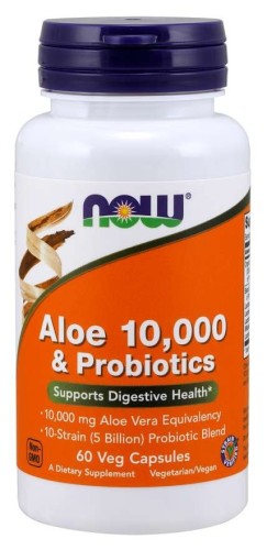 Przejdź do produktu NOW FOODS Aloes koncentrat z Liści Aloesu + 10 szczepów bakterii (60 kaps.)
