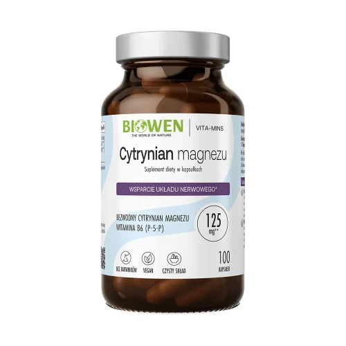 Przejdź do produktu Cytrynian magnezu + Witamina B6 Biowen 100 kapsułek