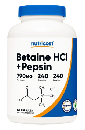 Przejdź do produktu NUTRICOST Betaine HCl + Pepsin - Betaina HCl z pepsyną (240 kaps.)