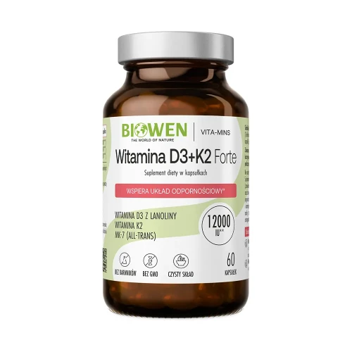 Przejdź do produktu Witamina D3+K2 Forte Biowen 60 kapsułek