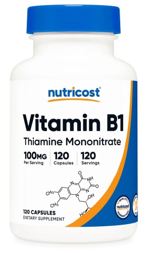 Przejdź do produktu NUTRICOST Vitamin B1 Thiamine Mononitrate 100 mg - Monoazotan tiaminy (120 kaps.)